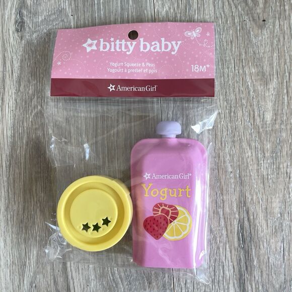 AMERICAN GIRL BITTY BABY SQUEEZABLE YOGURT AND PEAS SET no doll NIP Discontinued - Picture 1 of 7